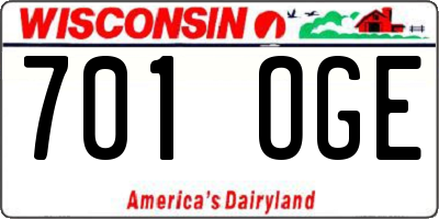 WI license plate 701OGE