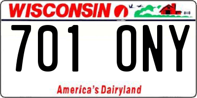 WI license plate 701ONY