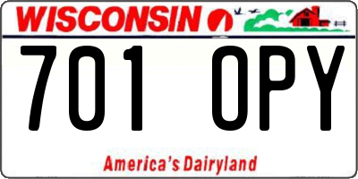 WI license plate 701OPY