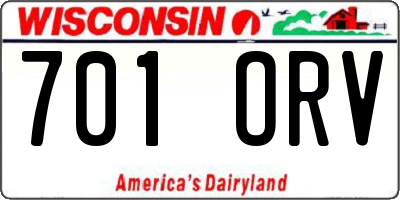 WI license plate 701ORV