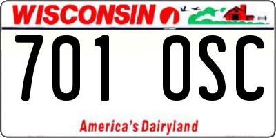WI license plate 701OSC