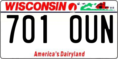 WI license plate 701OUN