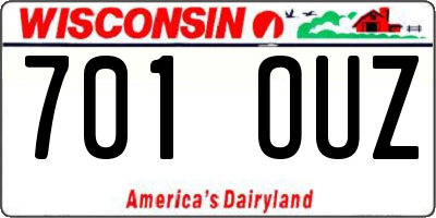 WI license plate 701OUZ