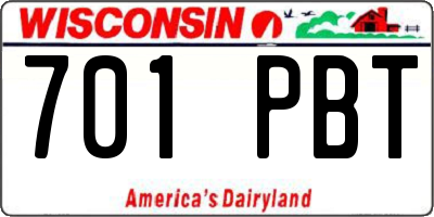 WI license plate 701PBT
