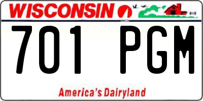 WI license plate 701PGM