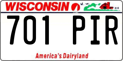 WI license plate 701PIR