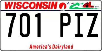 WI license plate 701PIZ