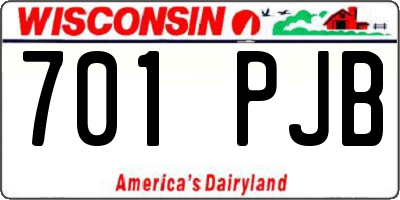 WI license plate 701PJB