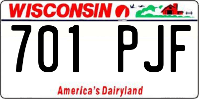 WI license plate 701PJF
