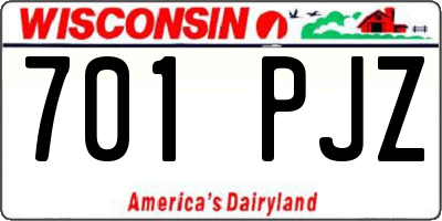 WI license plate 701PJZ