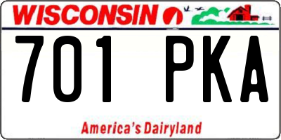 WI license plate 701PKA