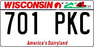 WI license plate 701PKC