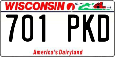 WI license plate 701PKD