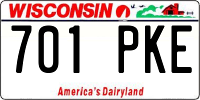 WI license plate 701PKE