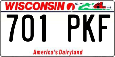 WI license plate 701PKF