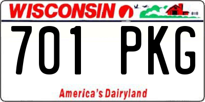 WI license plate 701PKG