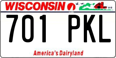 WI license plate 701PKL