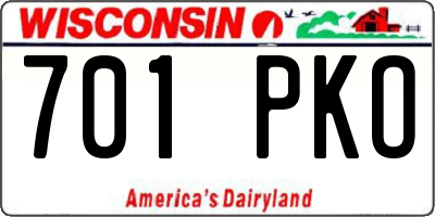 WI license plate 701PKO