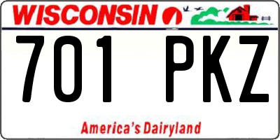 WI license plate 701PKZ