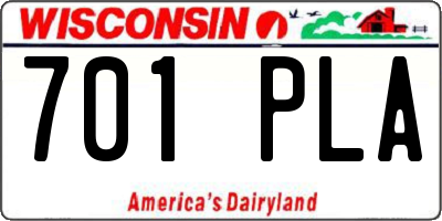 WI license plate 701PLA