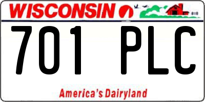 WI license plate 701PLC
