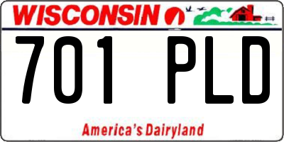 WI license plate 701PLD