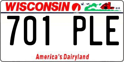 WI license plate 701PLE