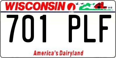 WI license plate 701PLF