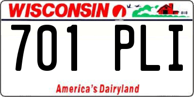 WI license plate 701PLI