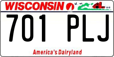 WI license plate 701PLJ