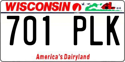 WI license plate 701PLK