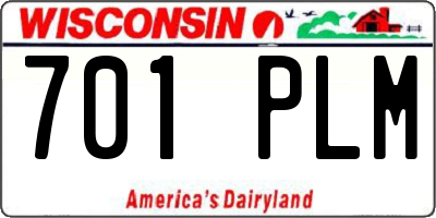 WI license plate 701PLM