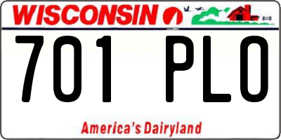 WI license plate 701PLO