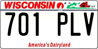 WI license plate 701PLV
