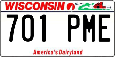 WI license plate 701PME