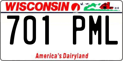 WI license plate 701PML