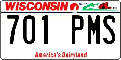WI license plate 701PMS