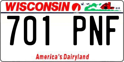 WI license plate 701PNF