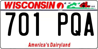 WI license plate 701PQA