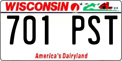 WI license plate 701PST