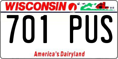 WI license plate 701PUS