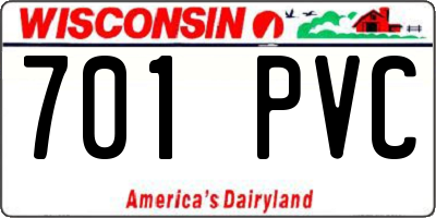 WI license plate 701PVC