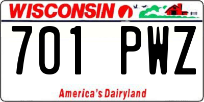 WI license plate 701PWZ