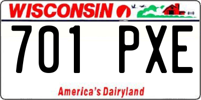WI license plate 701PXE