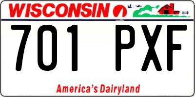 WI license plate 701PXF