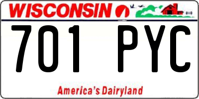 WI license plate 701PYC