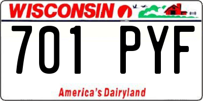 WI license plate 701PYF