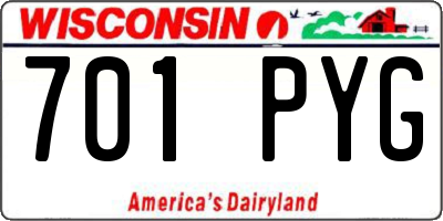 WI license plate 701PYG