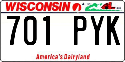 WI license plate 701PYK
