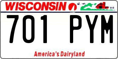WI license plate 701PYM